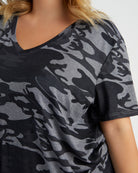 Grey/Black Camo $|& Herizon Escape V-Neck Camo Tee - SOF Full Front