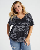 Grey/Black Camo $|& Herizon Escape V-Neck Camo Tee - SOF Front