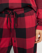Red/Black Plaid $|& Bobeau Sleepwear Printed Butter Knit Long Sleeve Top & Pant - SOF Front