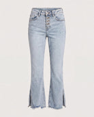 Medium Light Wash $|& SEAS Mid Rise Cropped Side Slit Jeans - Hanger Detail