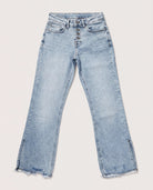 Medium Light Wash $|& SEAS Mid Rise Cropped Side Slit Jeans - Hanger Detail
