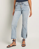 Medium Light Wash $|& SEAS Mid Rise Cropped Side Slit Jeans - SOF Front