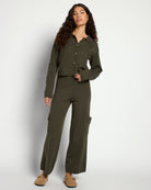 Loden $|& Theo & Spence Cropped Sweater Knit Shacket - UGC On Fig