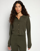 Loden $|& Theo & Spence Cropped Sweater Knit Shacket - SOF Front