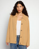 Camel $|& Theo & Spence Essential Cozy Shacket - SOF Front