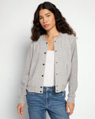 Heather Grey $|& Theo & Spence Brushed Knit Bomber Jacket - SOF Front