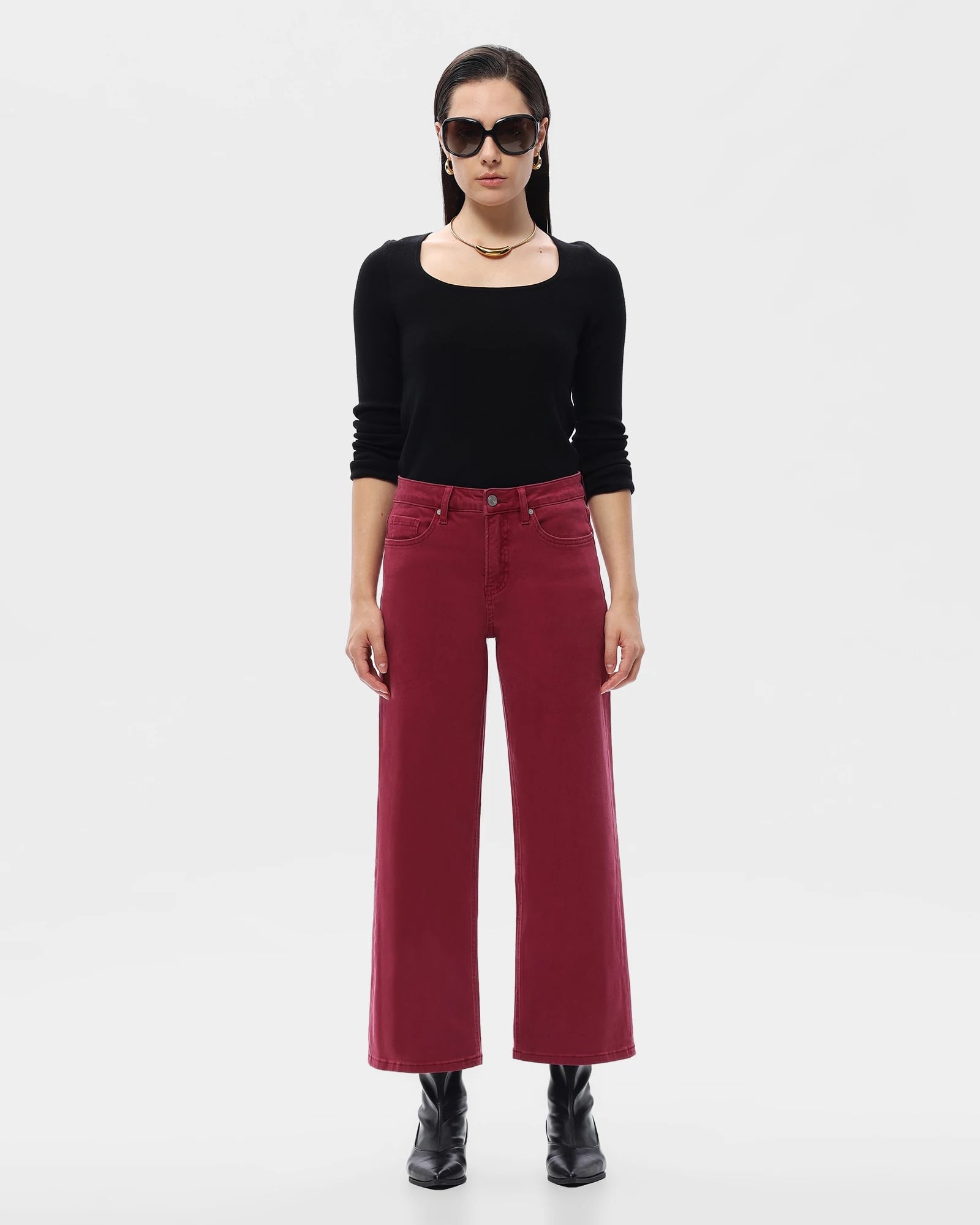 Wine $|& Bayeas Mid Rise Straight Leg Jeans - VOF Detail