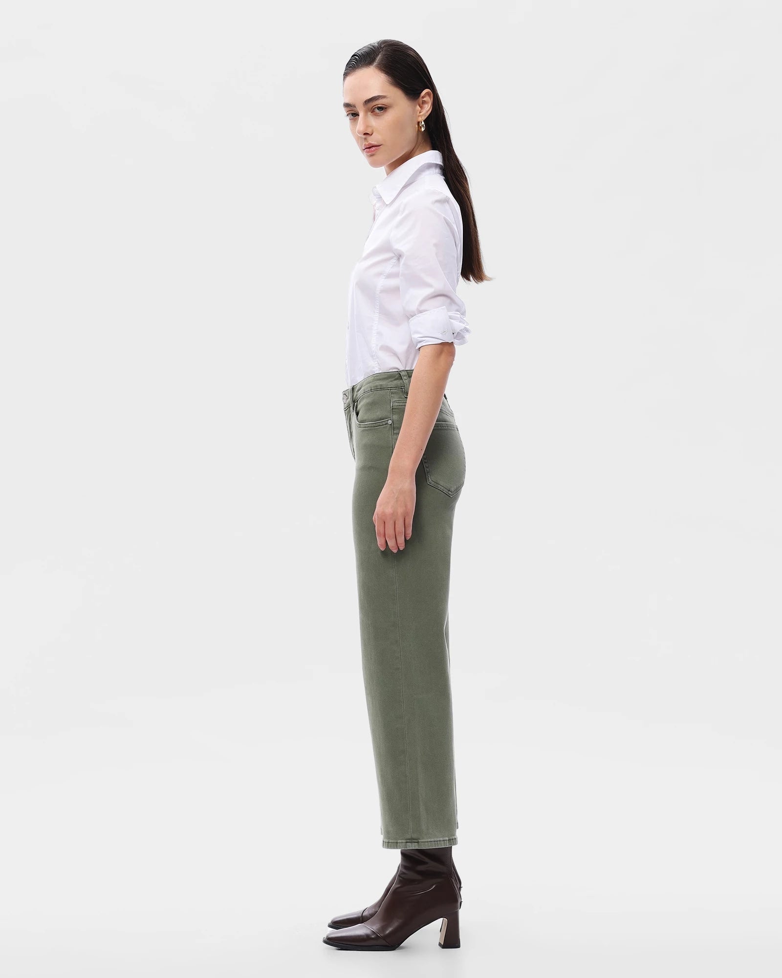 Green $|& Bayeas Mid Rise Straight Leg Jeans - Hanger Front