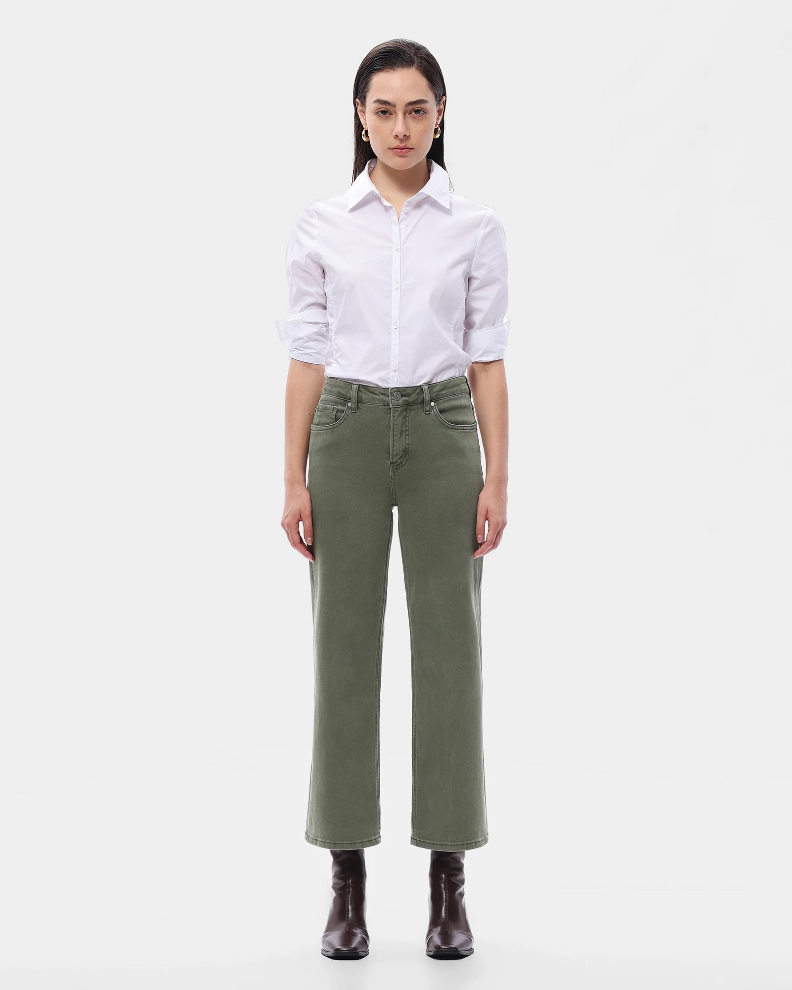 Green $|& Bayeas Mid Rise Straight Leg Jeans - VOF Detail