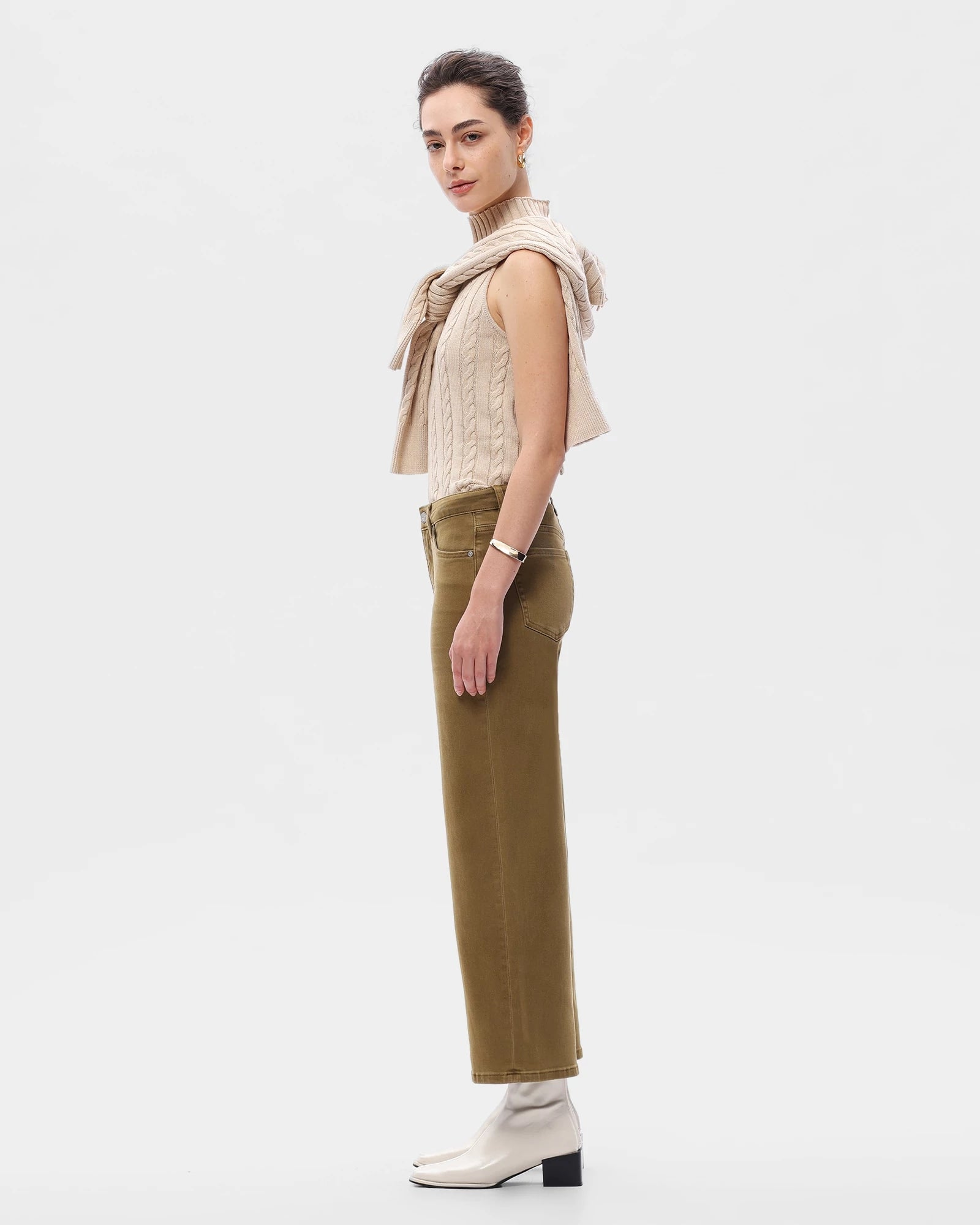 Camel $|& Bayeas Mid Rise Straight Leg Jeans - Hanger Front