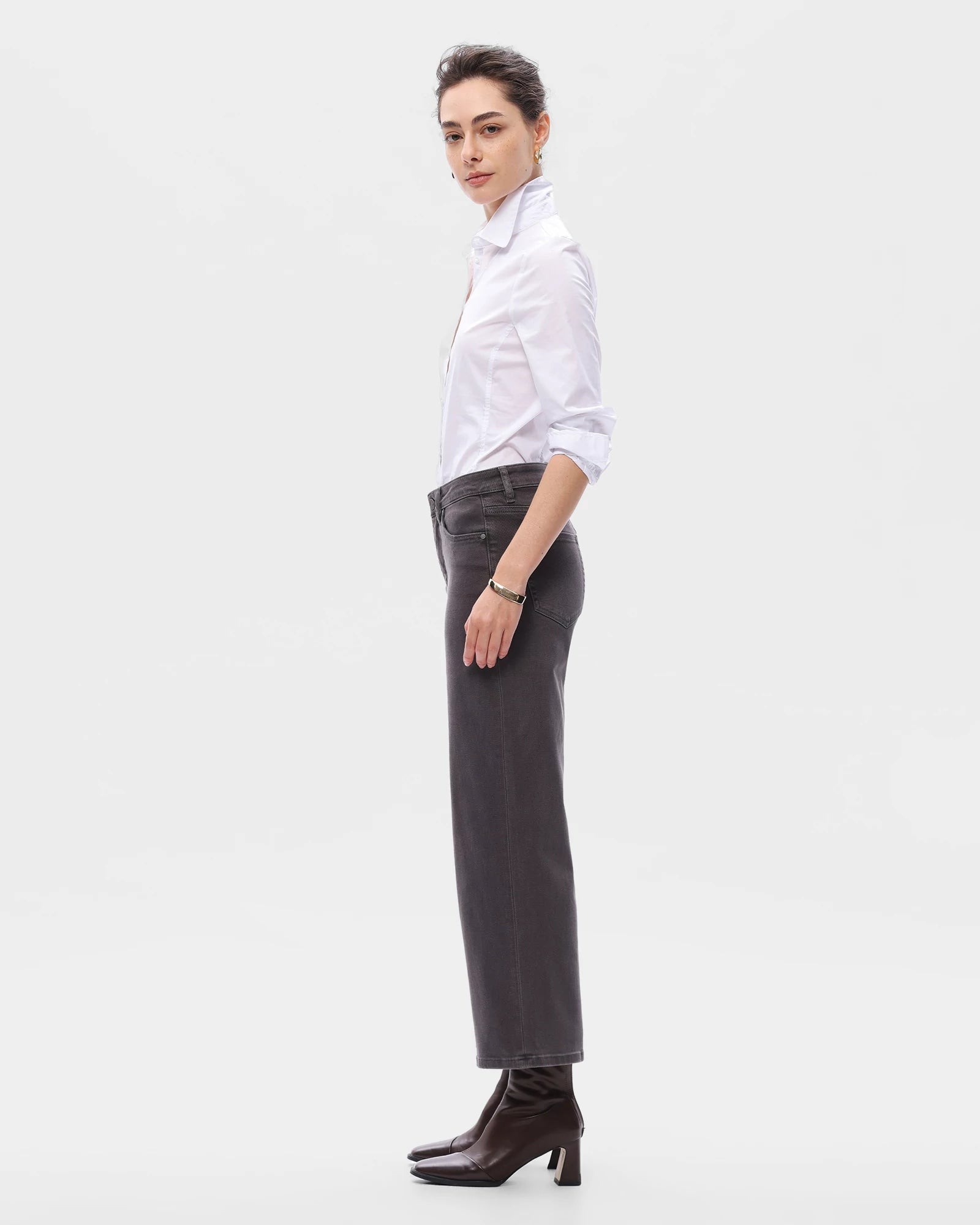 Gray $|& Bayeas Mid Rise Straight Leg Jeans - Hanger Front
