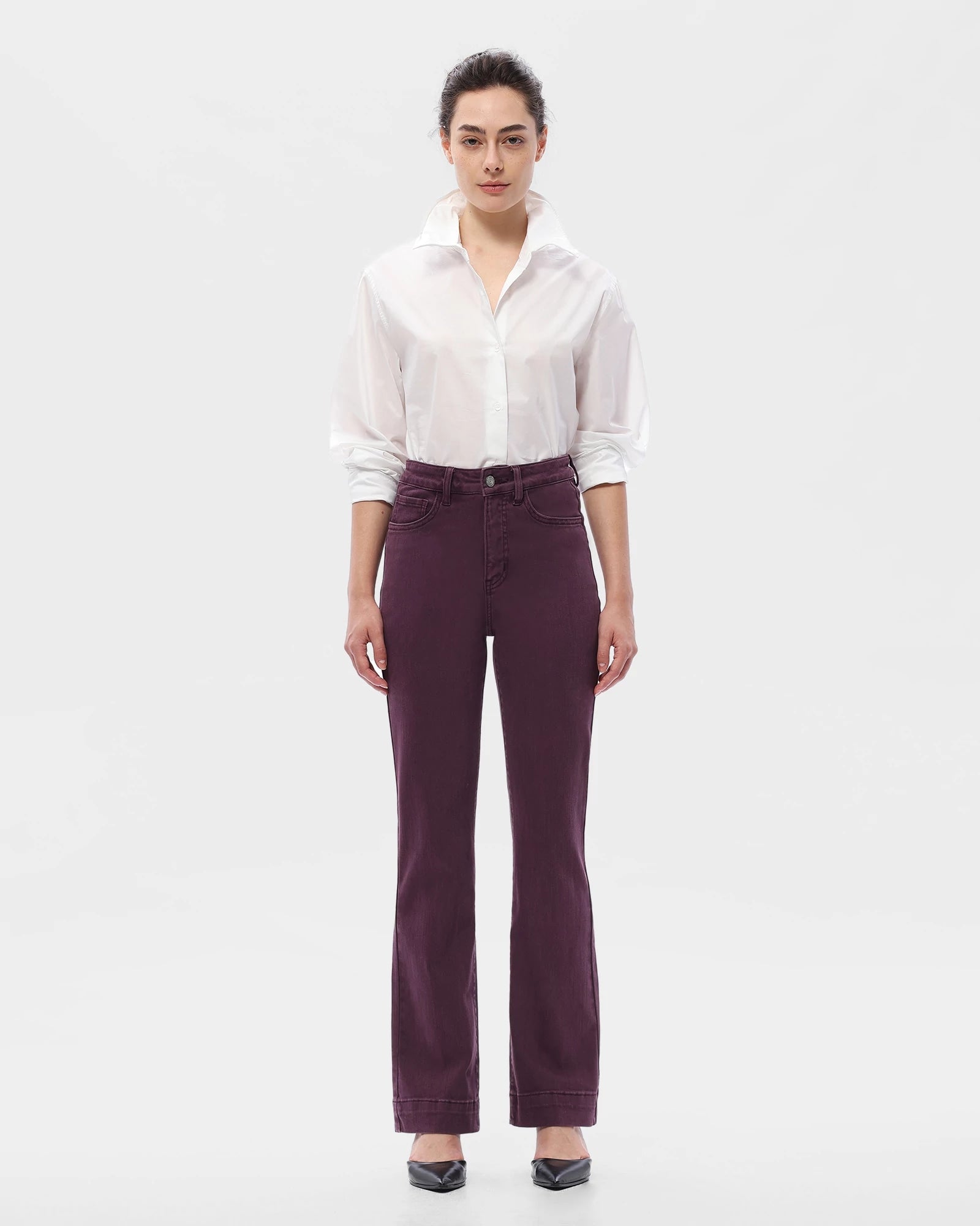 Plum $|& Bayeas High Rise Bootcut Jeans - VOF Detail