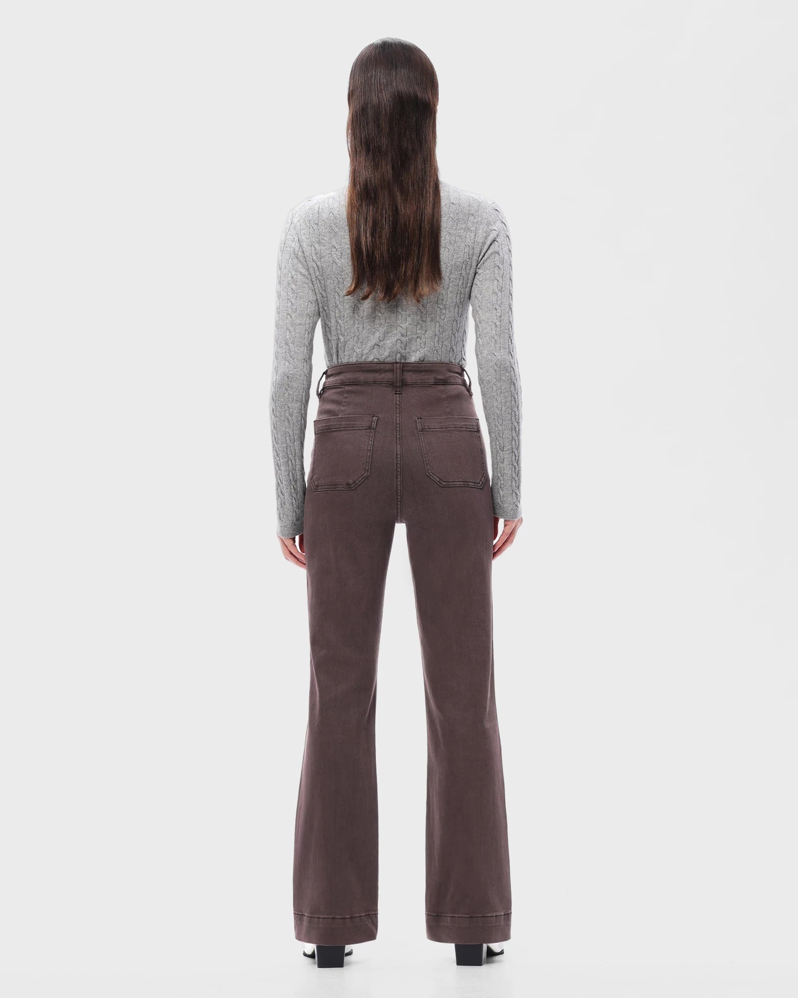 Chocolate $|& Bayeas High Rise Bootcut Jeans - Hanger Side