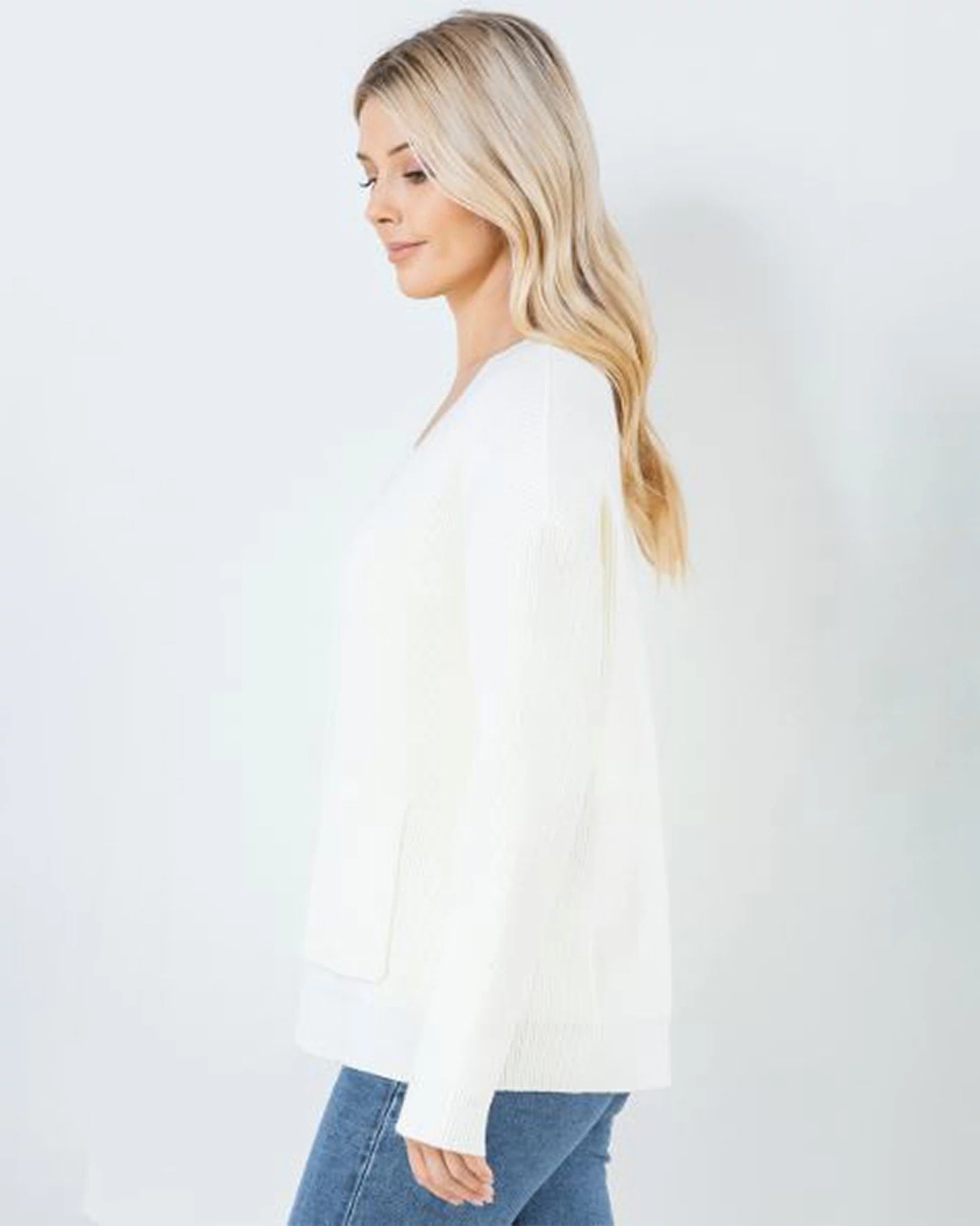 Ivory $|& Dreamers Button Up Pocket Cardigan - Hanger Front