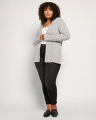 Heather Grey $|& Loveappella Hooded Cardigan with Tie Front - UGC On Fig