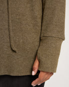 Olive $|& Loveappella Hooded Cardigan with Tie Front - SOF Full Front