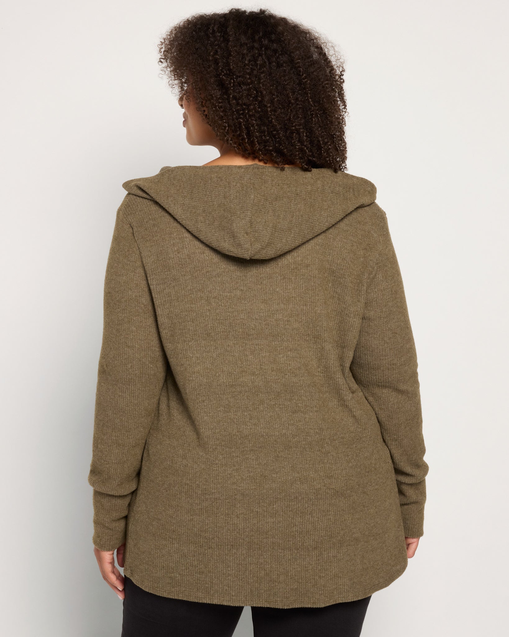 Olive $|& Loveappella Hooded Cardigan with Tie Front - SOF Back
