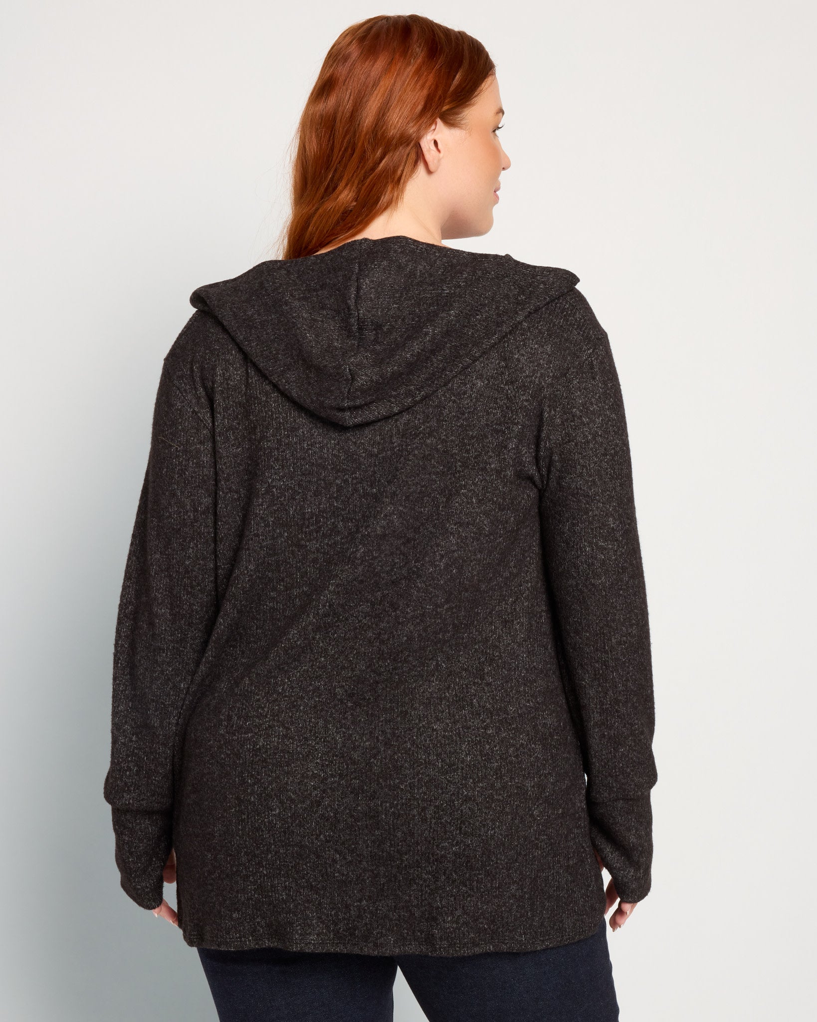 Black $|& Loveappella Hooded Cardigan with Tie Front - SOF Back