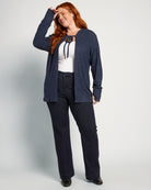 Navy $|& Loveappella Hooded Cardigan with Tie Front - UGC On Fig