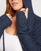Navy $|& Loveappella Hooded Cardigan with Tie Front - SOF Full Front