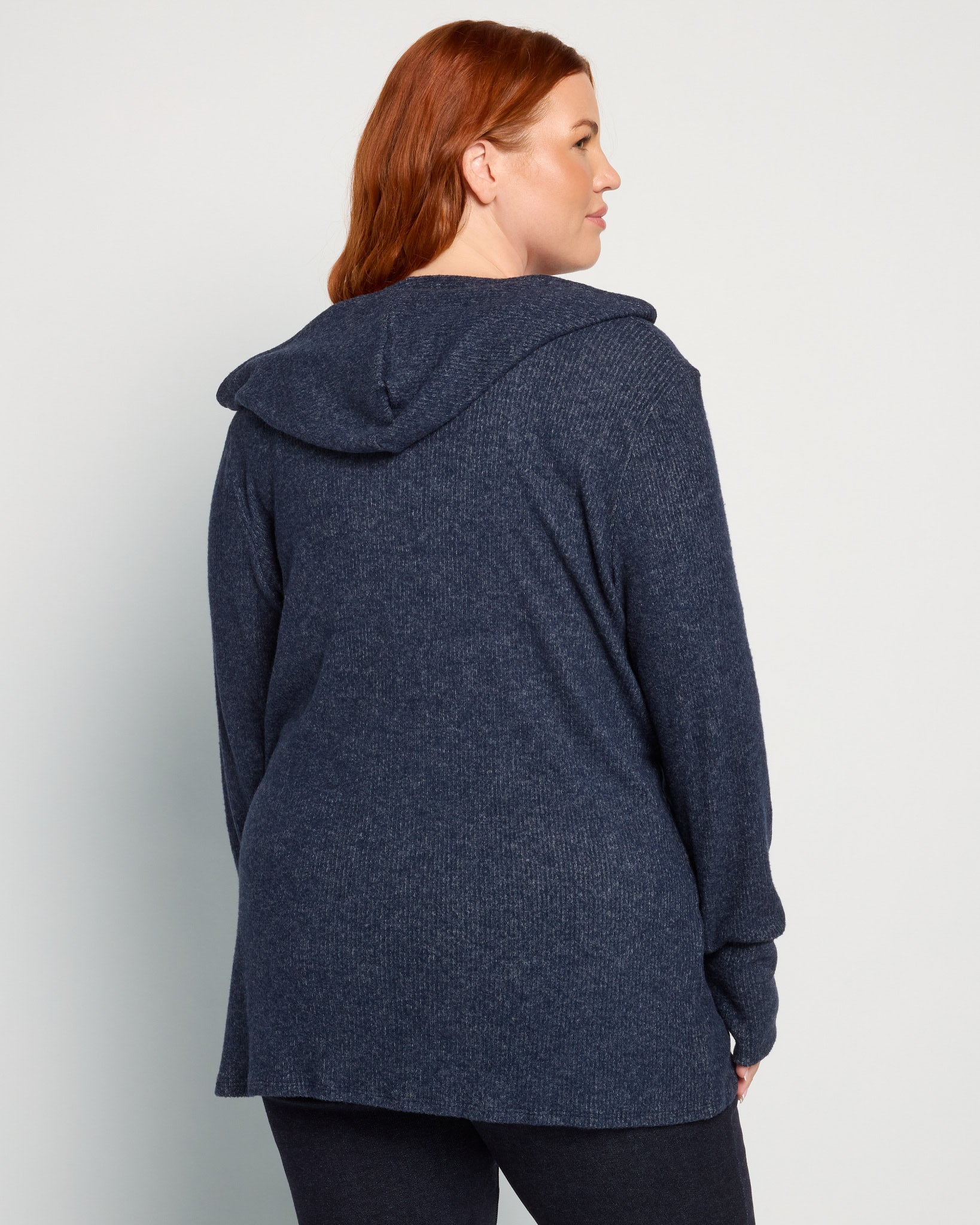 Navy $|& Loveappella Hooded Cardigan with Tie Front - SOF Back