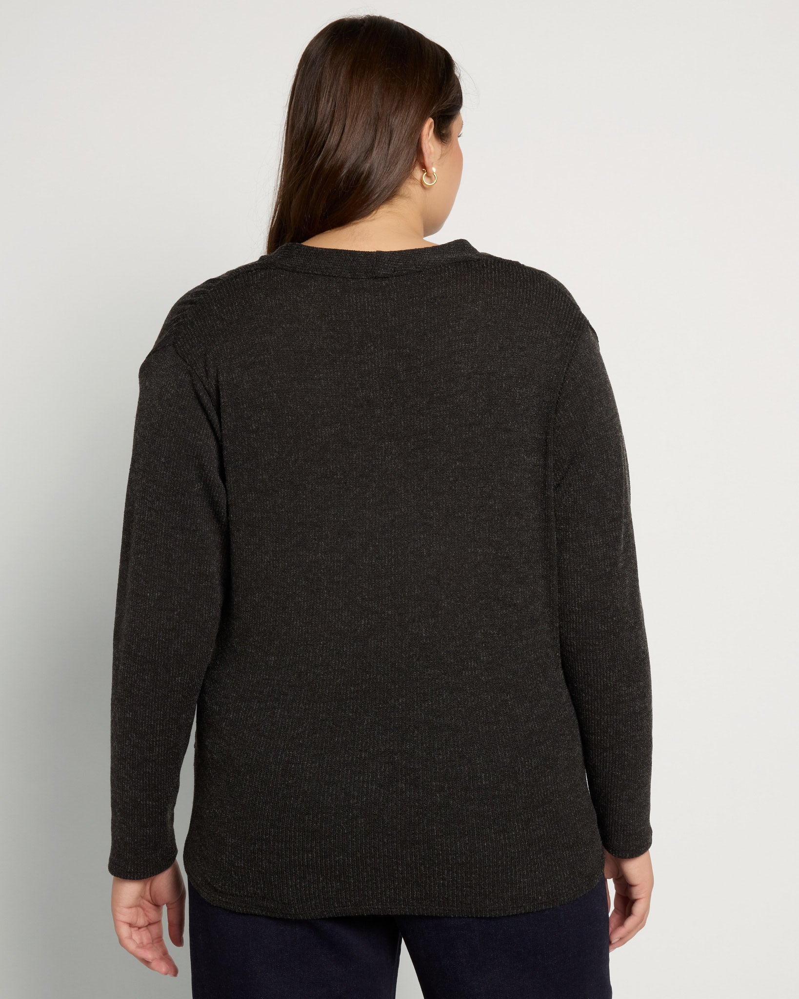 Black $|& Loveappella Sweater Ribbed Knit Cowl Neck - SOF Back