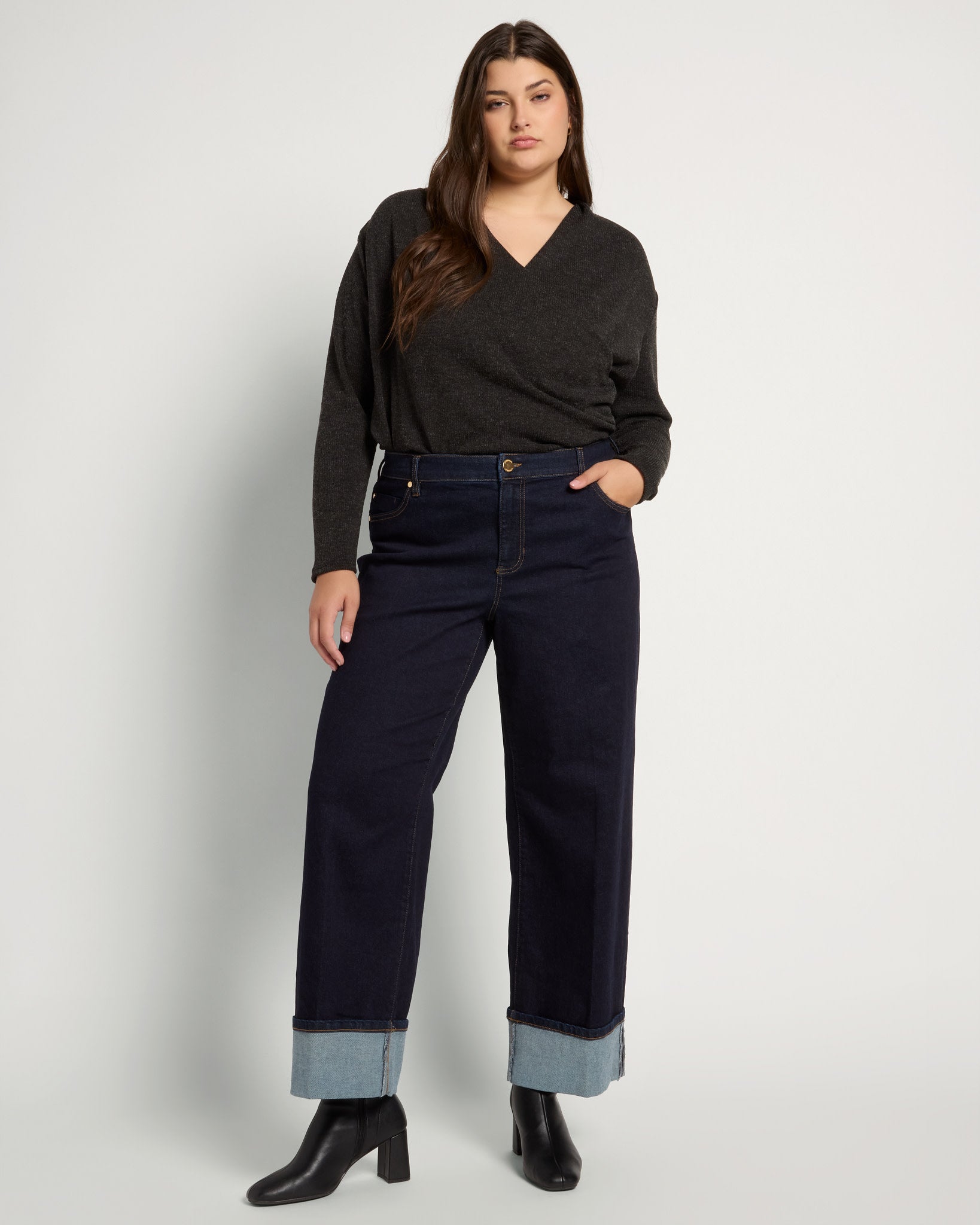 Black $|& Loveappella Sweater Ribbed Knit Cowl Neck - UGC On Fig