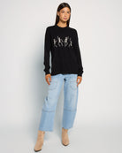 Black White $|& Bobeau Skeleton Crew Neck Sweater - UGC On Fig