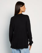 Black White $|& Bobeau Skeleton Crew Neck Sweater - SOF Back