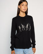 Black White $|& Bobeau Skeleton Crew Neck Sweater - SOF Front
