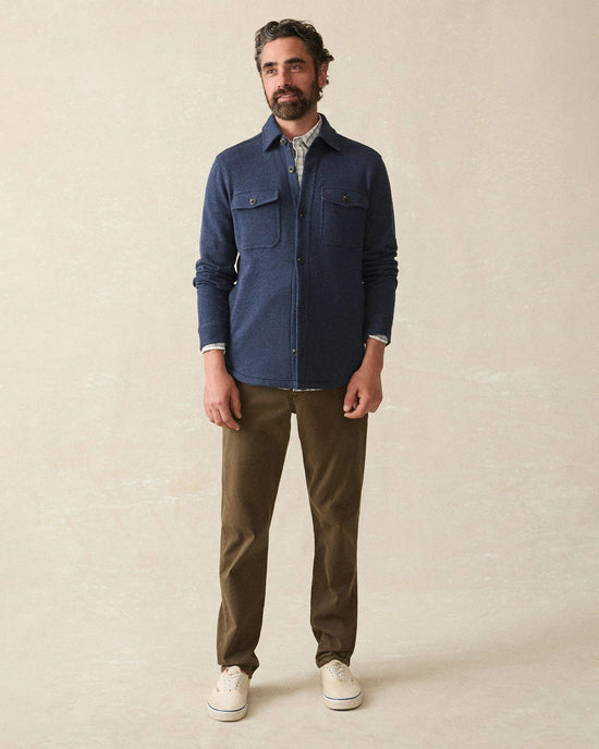 Navy Melange $|& Faherty Inlet Knit Shacket - VOF Detail
