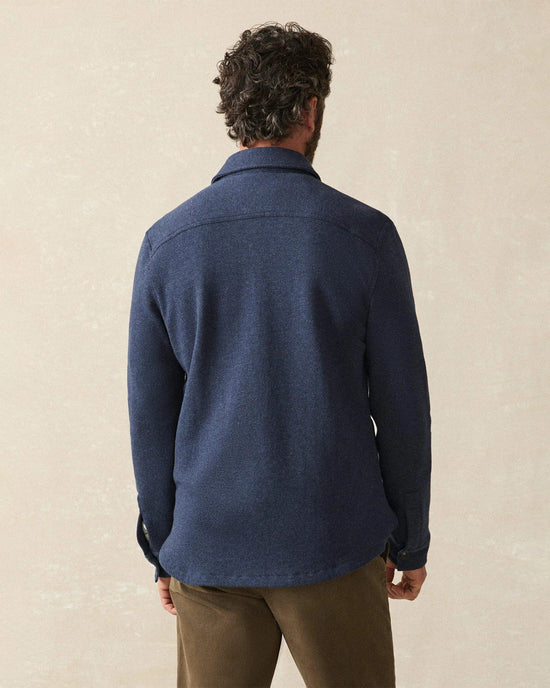 Navy Melange $|& Faherty Inlet Knit Shacket - Hanger Side