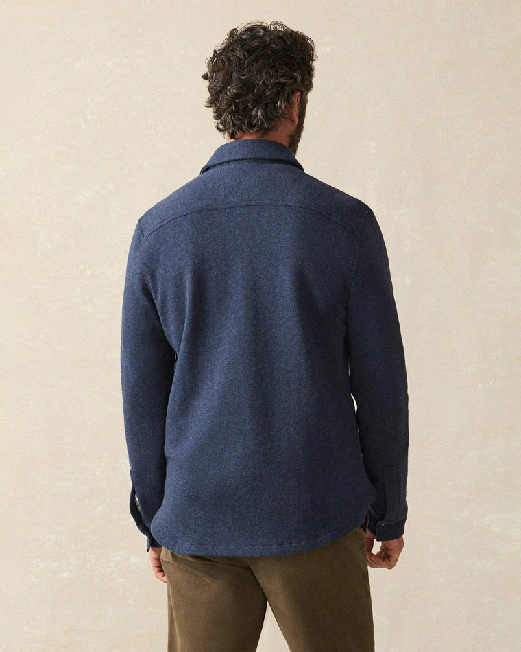 Navy Melange $|& Faherty Inlet Knit Shacket - Hanger Side