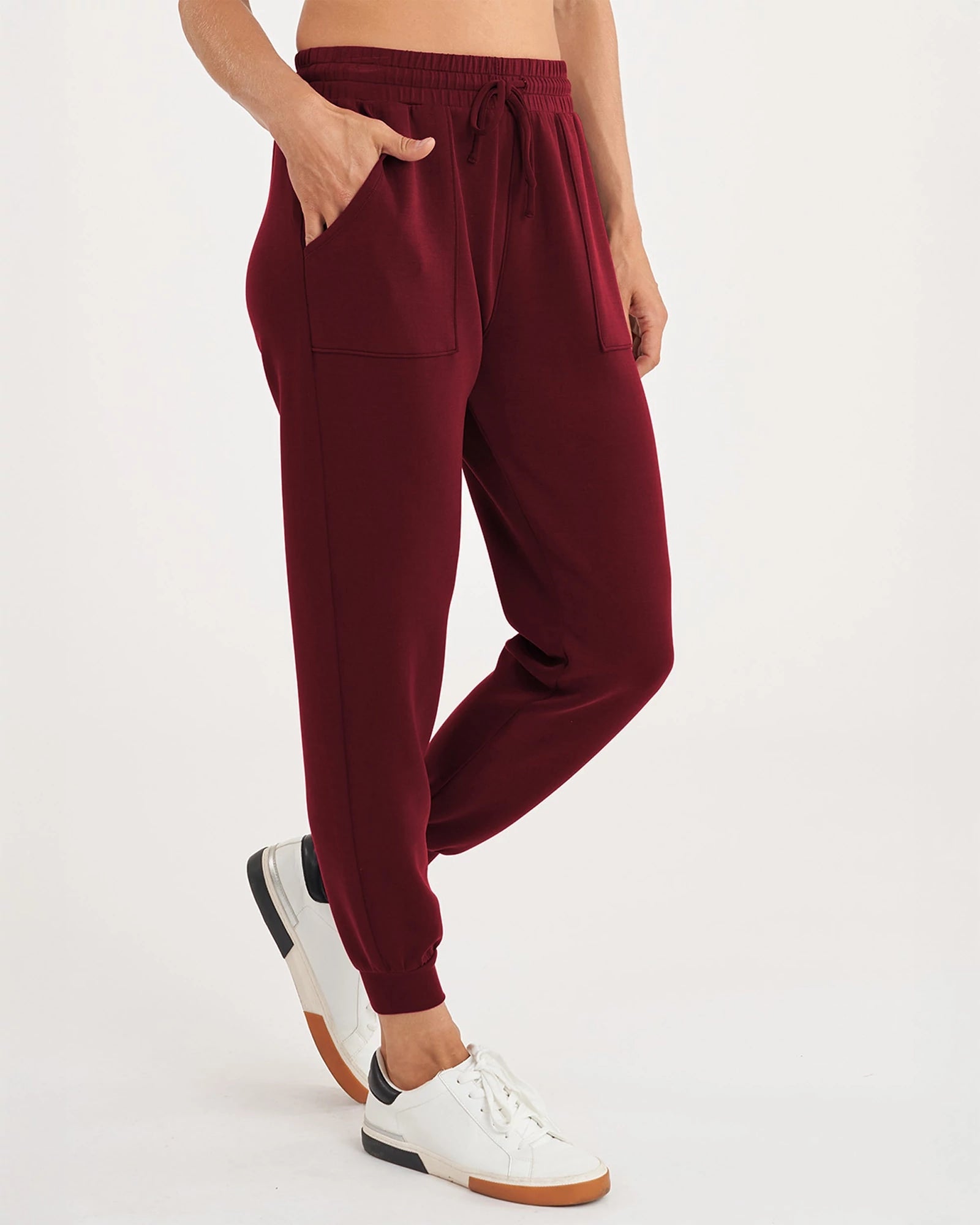 Burgundy $|& Thrive Société Patch Pocket Lounge Jogger - Hanger Front