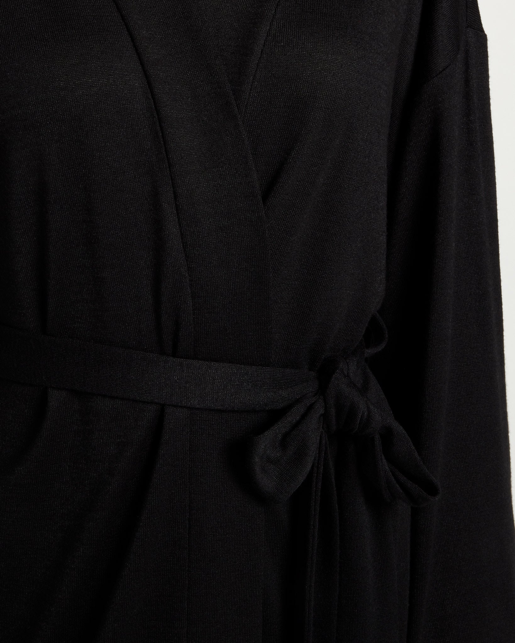 Black $|& Bobeau Sammi Knit Long Sleeve Short Robe - SOF Front