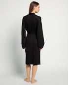 Black $|& Bobeau Sammi Knit Long Sleeve Short Robe - SOF Full Front