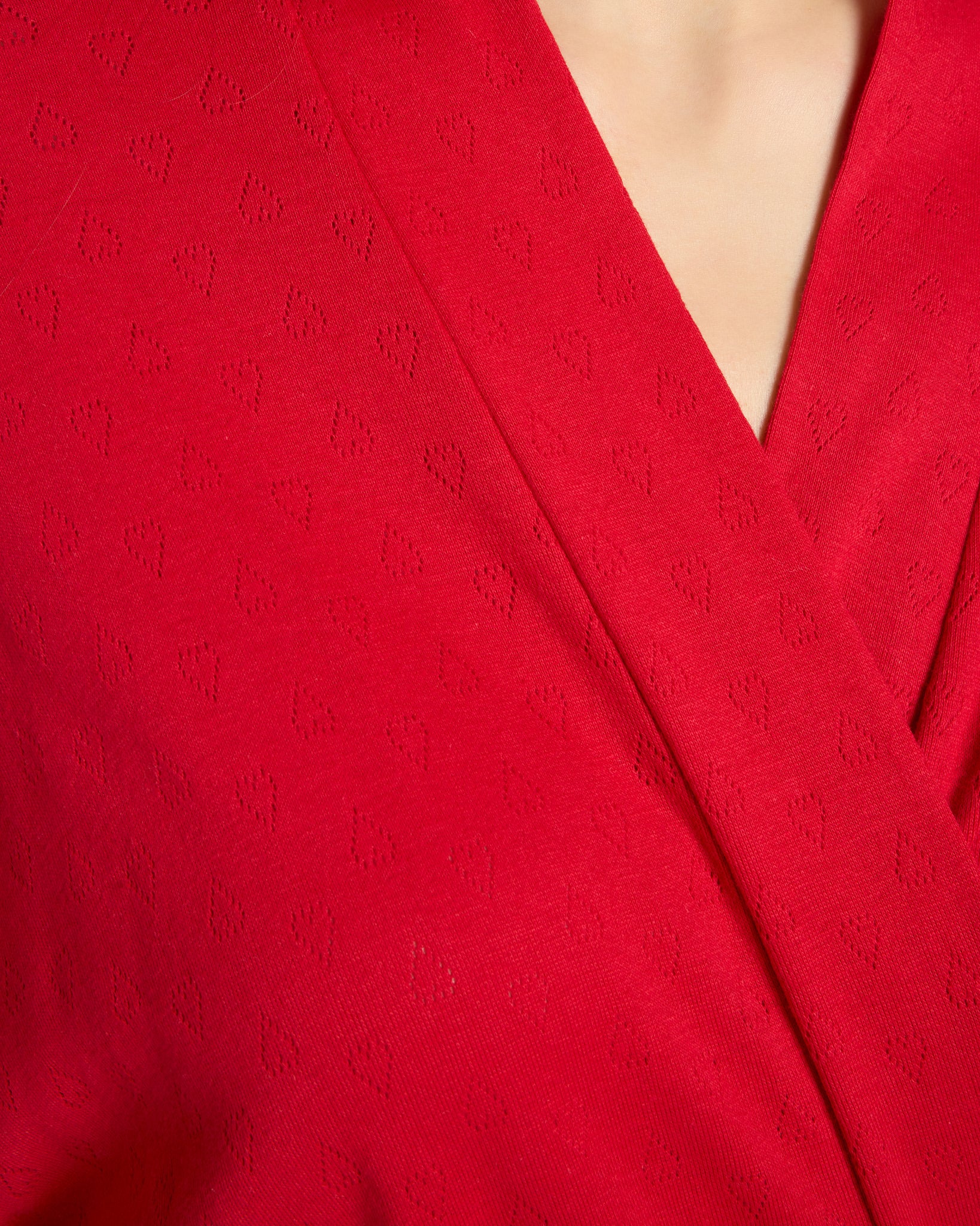 Red $|& Bobeau Pointelle Short Robe - SOF Side