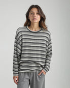 Grey Tonal Stripe $|& Astrologie Printed Clementine High Low Top - VOF Detail