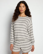 Grey Tonal Stripe $|& Astrologie Printed Clementine High Low Top - SOF Front