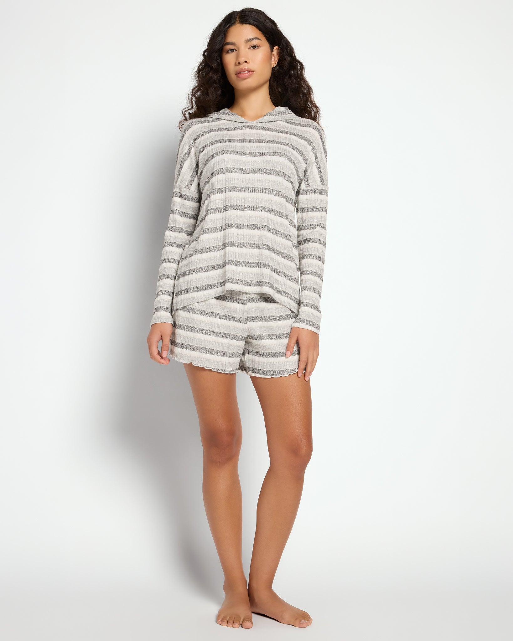 Grey Tonal Stripe $|& Astrologie Printed Teigan Hoodie - UGC On Fig