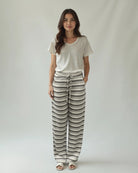 Grey Tonal Stripe $|& Astrologie Wide Leg Draw String Pant - VOF Detail