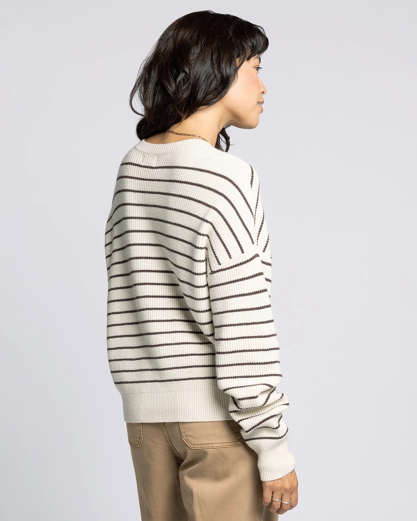 Cream Chocolate $|& Thread & Supply Ely Striped Sweater - Hanger Side