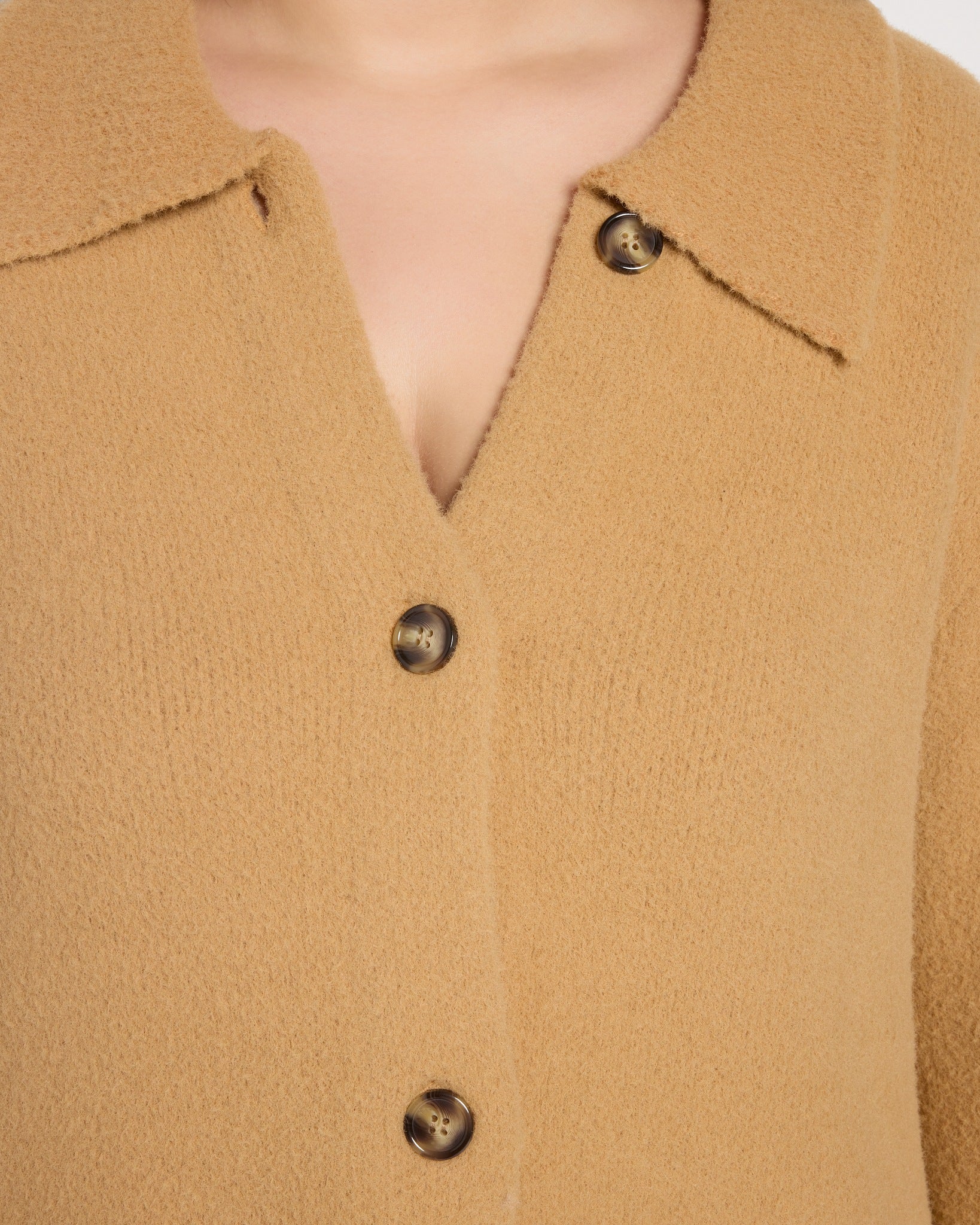 Camel $|& Theo & Spence Essential Cozy Jacket - SOF Full Front