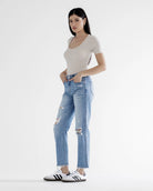 Azul Claro $|& Mica Denim High Rise Straight Leg Jeans - Hanger Front