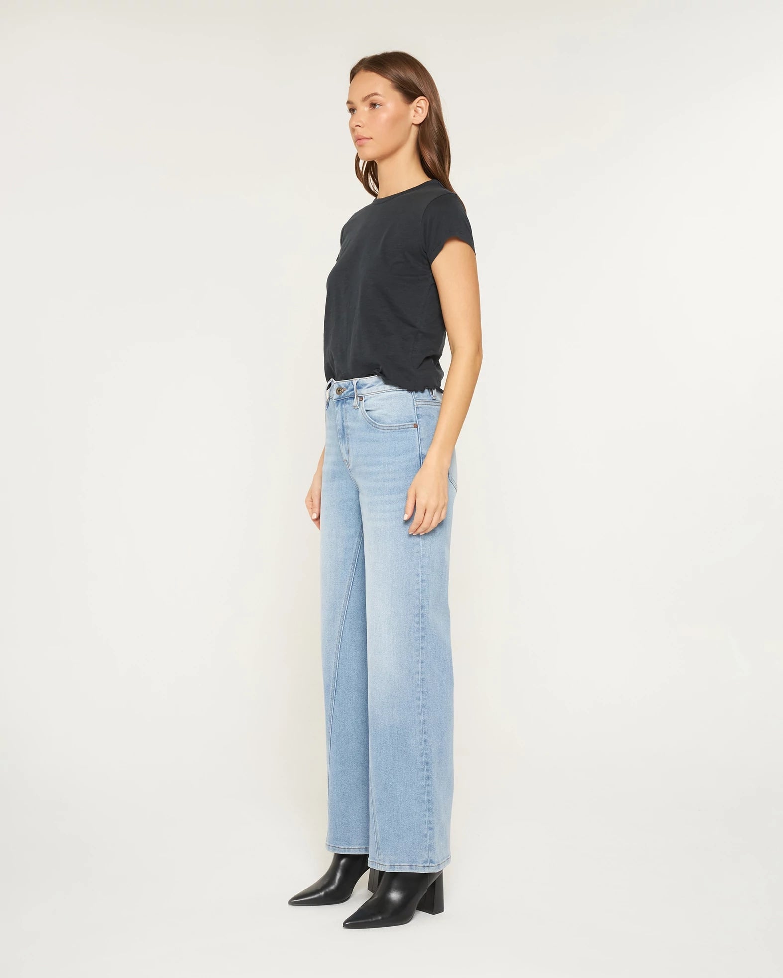 Venice Blue $|& Mica Denim High Rise Wide Leg Jeans - Hanger Front