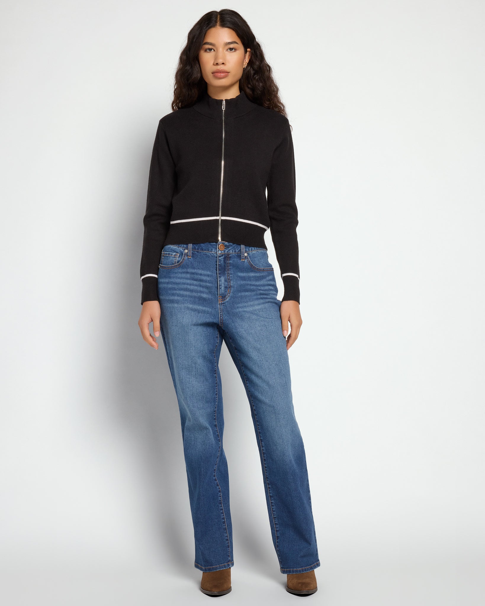 Black $|& Theo & Spence Mock Neck Full Zip Pullover - UGC On Fig