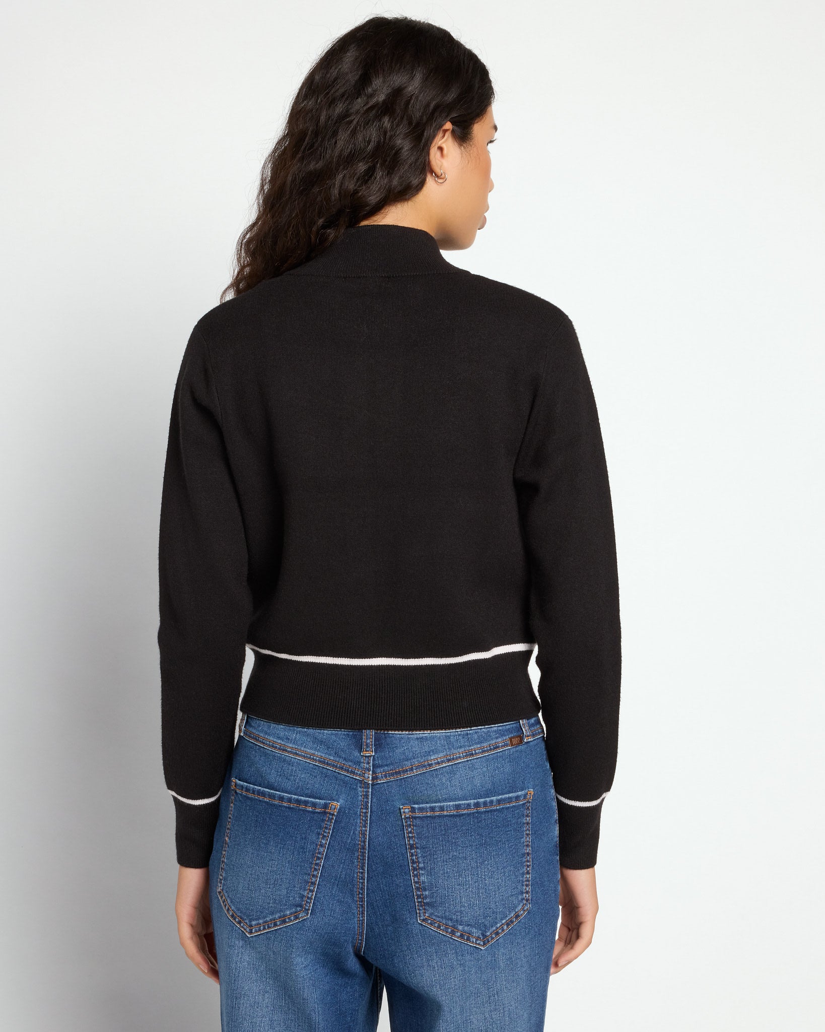 Black $|& Theo & Spence Mock Neck Full Zip Pullover - SOF Back