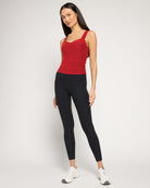 Love Red Heather $|& Interval FlowHeather Sculpt Starting Line Long Crop Tank - UGC On Fig
