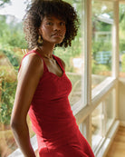 Love Red Heather $|& Interval FlowHeather Sculpt Starting Line Long Crop Tank - SOF Side