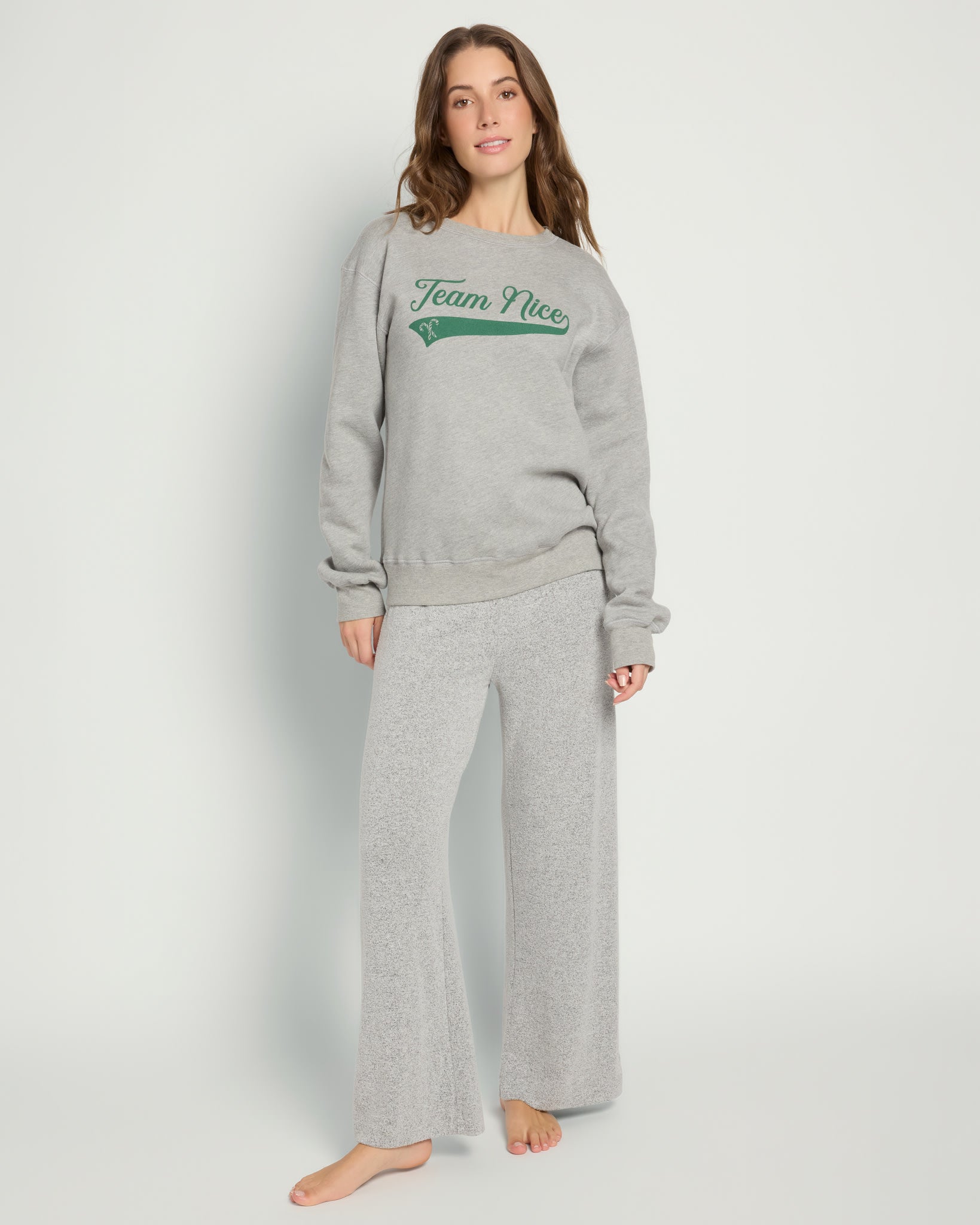 Heather Grey $|& Project Social T Team Naughty/Team Nice Reversible Sweatshirt - UGC On Fig